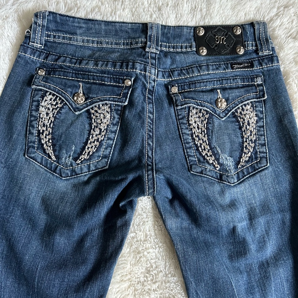Miss Me Blue Jeans with Embellished Pockets